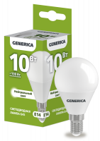 Лампа светодиодная G45 шар 10Вт 230В 4000К E14 GENERICA
