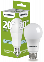 Лампа светодиодная A60 груша 20Вт 230В 6500К E27 GENERICA