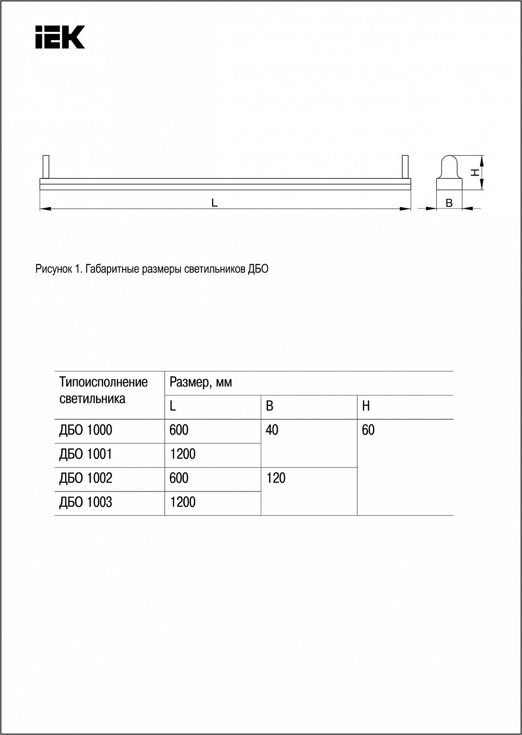 Светильник ДБО 1000 под светодиодную лампу 1хТ8 600мм IP20 IEK