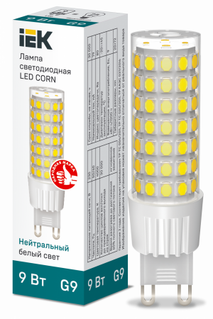 Лампа светодиодная CORN капсула 9Вт 230В 4000К керамика G9 IEK – №1
