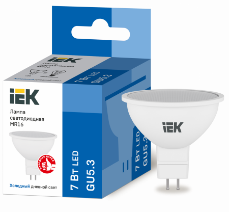 Лампа светодиодная MR16 софит 7Вт 230В 6500К GU5.3 IEK – №1