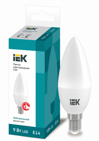 Лампа светодиодная C35 свеча 9Вт 230В 4000К E14 IEK – №1